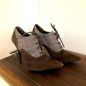 Guess Brown Suede and Tweed Ankle Bootie